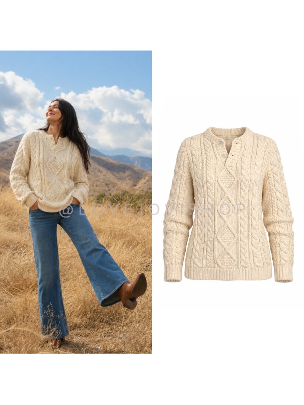 Sweater | Irish 100% Wool Chunky Cable Knit Fisherman Pullover | Cabincore | XL
